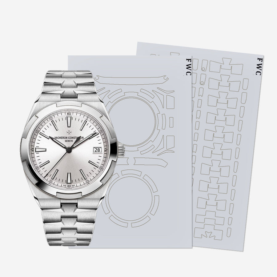Vacheron Constantin Overseas blue dial watch with invisible protection film on case and bracelet.
