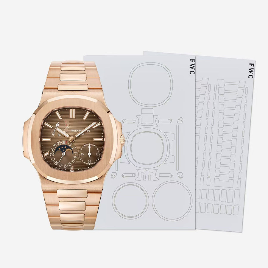 Patek Philippe watch with model-specific protection film pieces