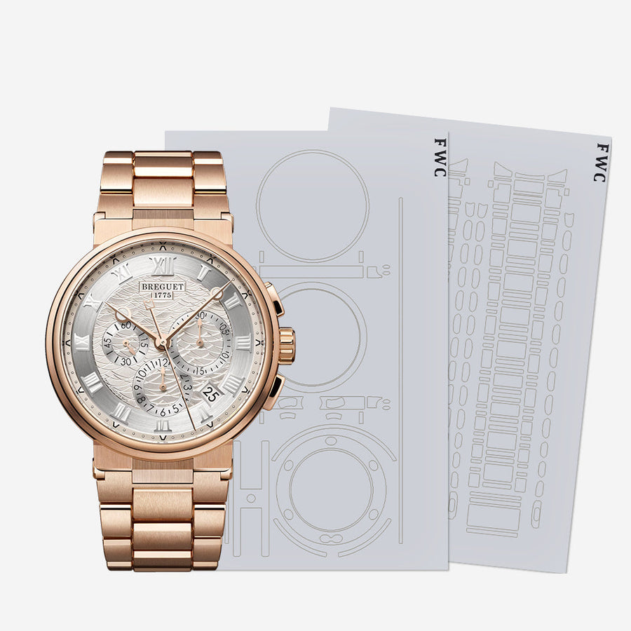 Breguet Classique coin-edge case with fluted sides protected by clear film.