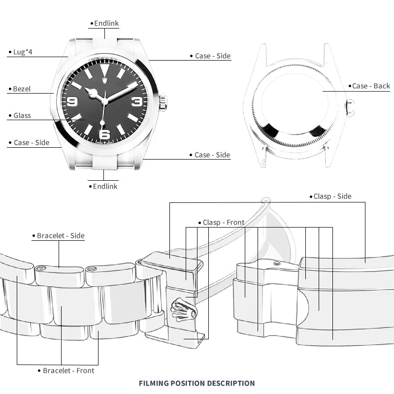 Filming position of watch protection film