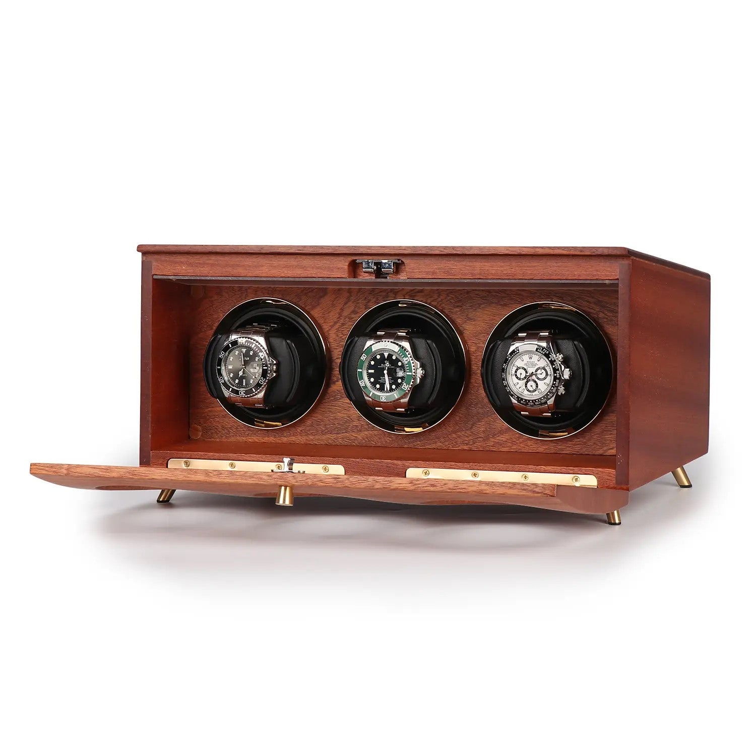 FWC TRIPLE WOOD WATCH WINDERS FOR AUTOMATIC WATCHES-WINDER ON WATCH