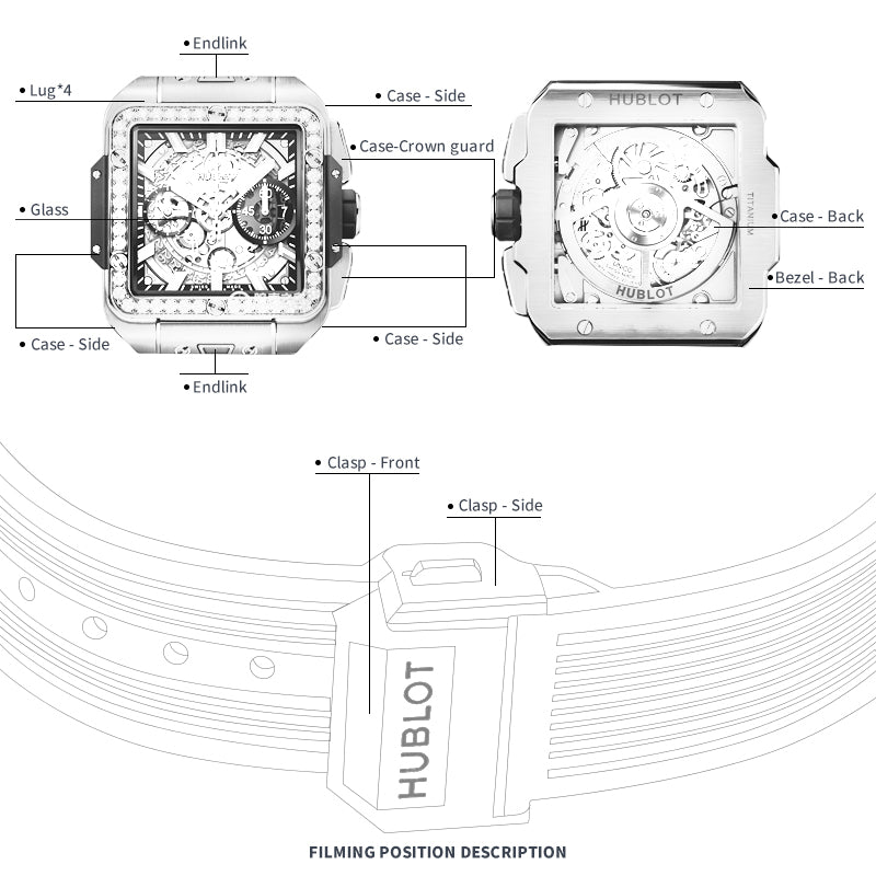 FWC WATCH PROTECTIVE FILM FOR HUBLOT SQUARE BANG UNICO 42 821.NX.0170.RX.1204